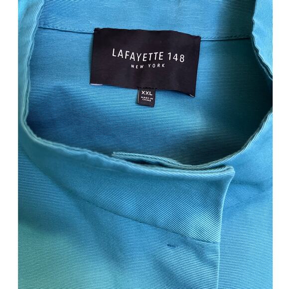 Lafayette 148 New York Teal Swing Jacket XXL 100% Cotton Stand Collar - Picture 3 of 6